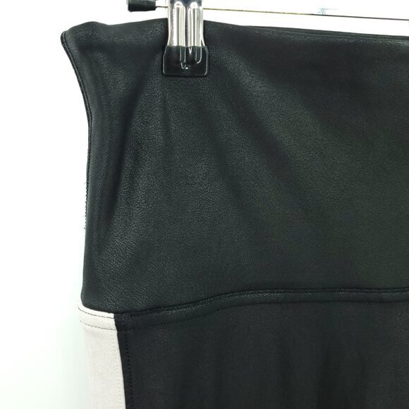 SPANX Faux Leather Stripe Leggings L Black/White - Picture 6 of 16